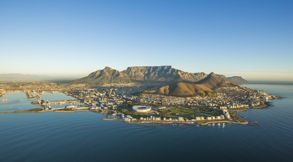 Aerial view of Capetown South Africa