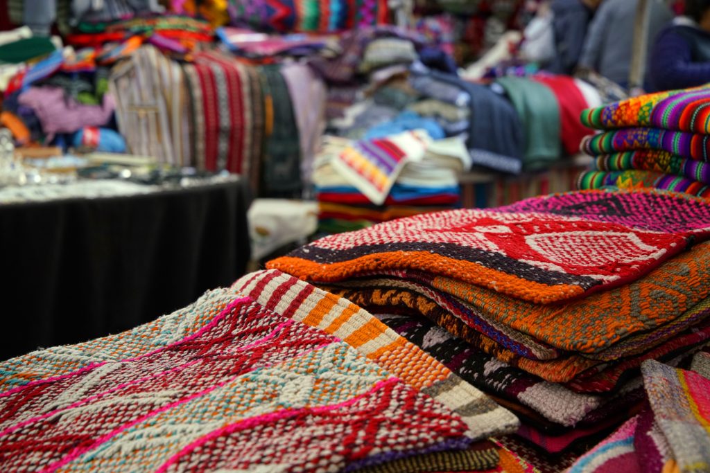 colorful market of Pisac in the Andes of Peru