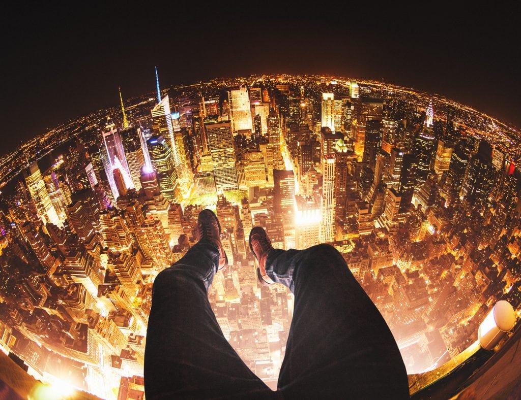 Relaxing in New York City on top of a building